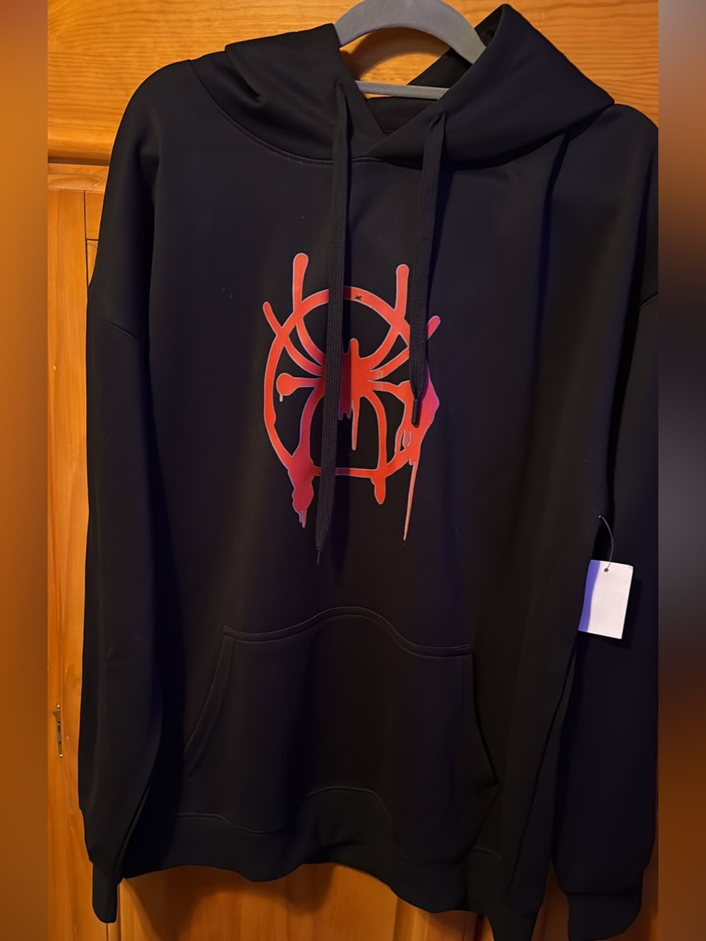 Black Hoodie with Red Drip Graphic